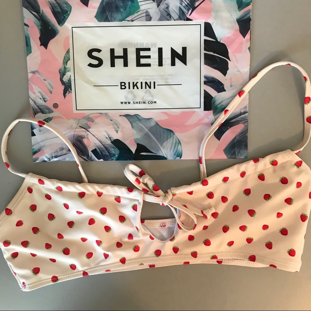 Strawberry Tie Front Bikini Top